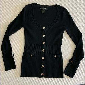 Black cardigan.